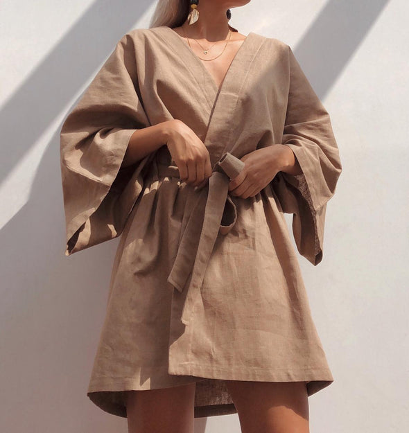 Danae Maxi Kimono de 100% Lino Natural