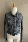 Heart Beat Eye Jacket de Denim Upcycling Bordada a Mano con Pedrería