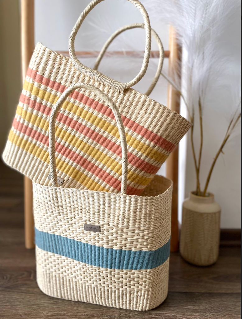 Khana Sol Canasta de Paja Toquilla e Hilado de Botellas de